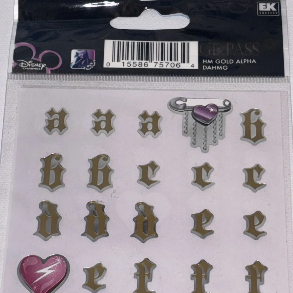 Hannah Montana Gold Alphabet Stickers NEW EK